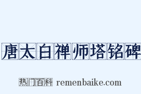 唐太白禅师塔铭碑是什么意思的图片